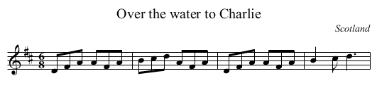 Over the water to Charlie - staff notation