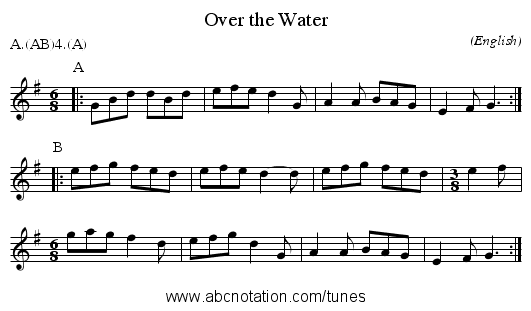 Over the Water - staff notation