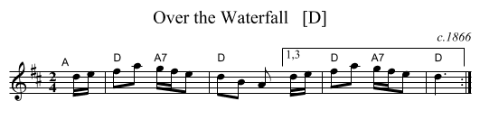Over the Waterfall   [D] - staff notation