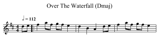 Over The Waterfall (Dmaj) - staff notation