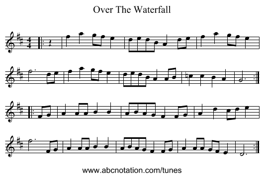 Over The Waterfall - staff notation