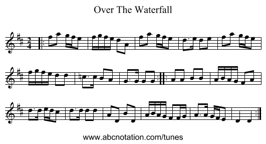 Over The Waterfall - staff notation