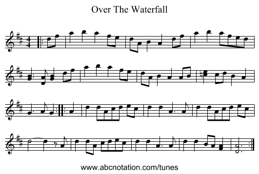Over The Waterfall - staff notation