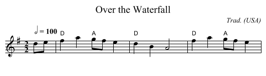 Over the Waterfall - staff notation