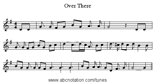 Over There - staff notation