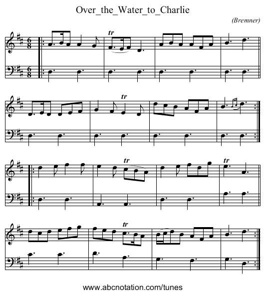 Over_the_Water_to_Charlie - staff notation