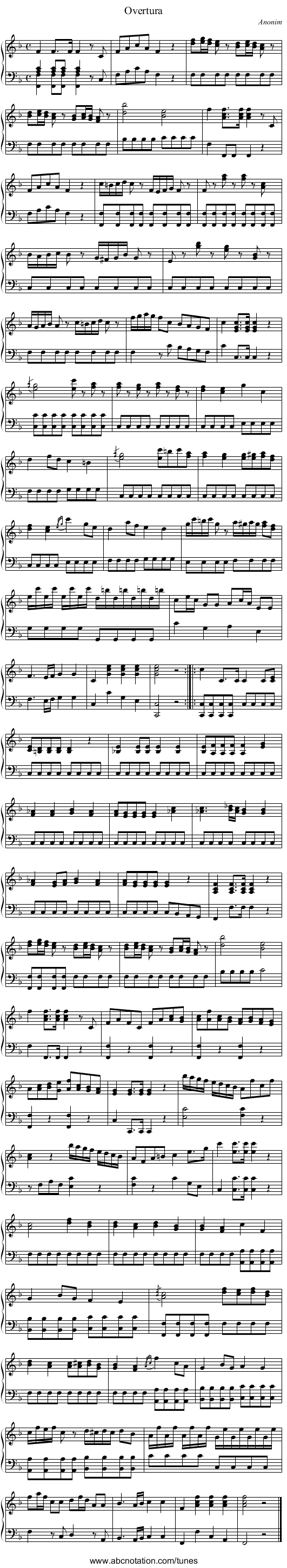 Overtura - staff notation