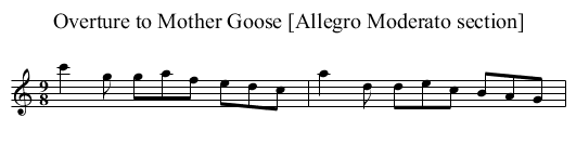 Overture to Mother Goose [Allegro Moderato section] - staff notation