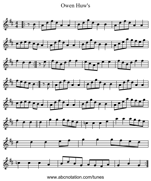 Owen Huw's - staff notation