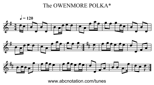 OWENMORE POLKA*, The - staff notation