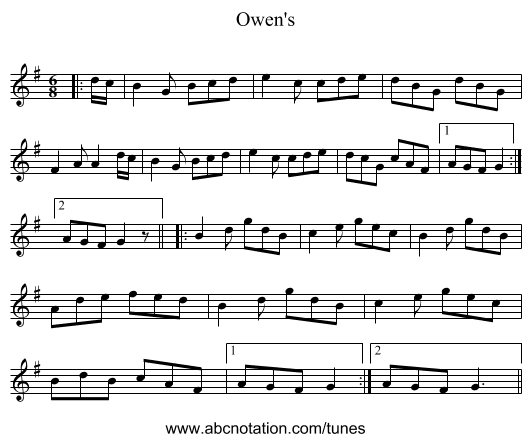 Owen's - staff notation