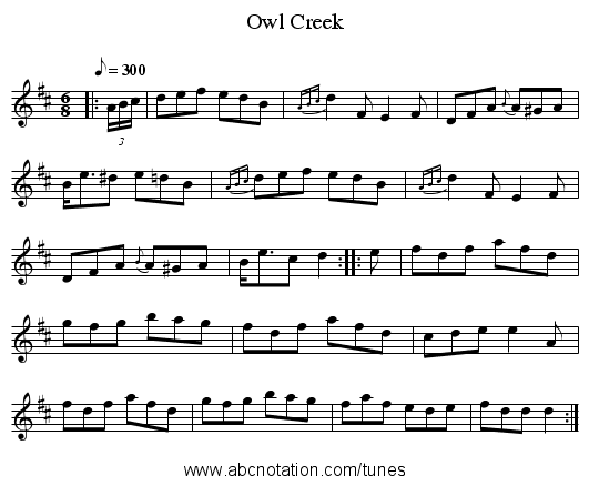 Owl Creek - staff notation