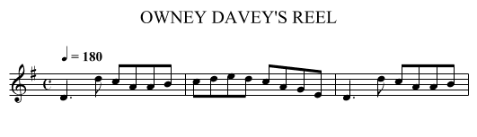 OWNEY DAVEY'S REEL - staff notation