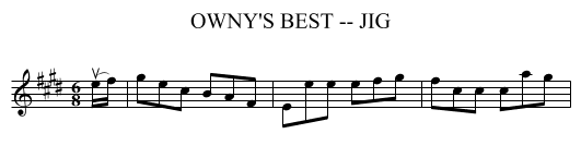 OWNY'S BEST -- JIG - staff notation