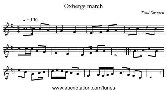 Oxbergs march - staff notation