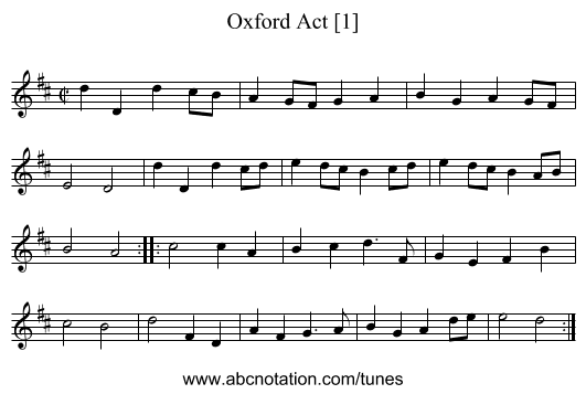 Oxford Act [1] - staff notation
