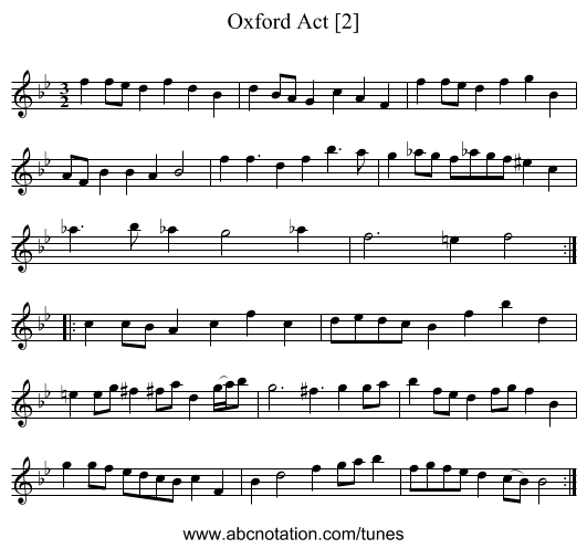 Oxford Act [2] - staff notation