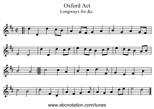 Oxford Act - staff notation