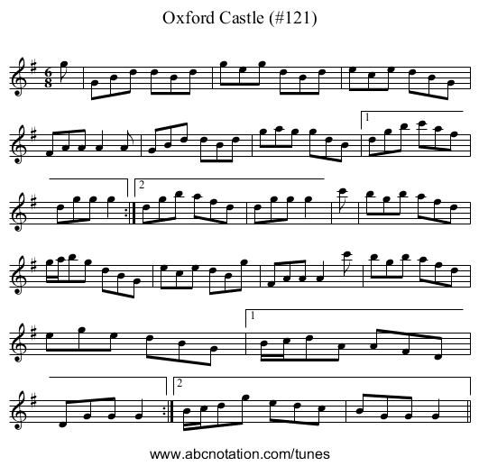 Oxford Castle (#121) - staff notation
