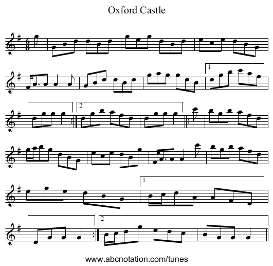 Oxford Castle - staff notation