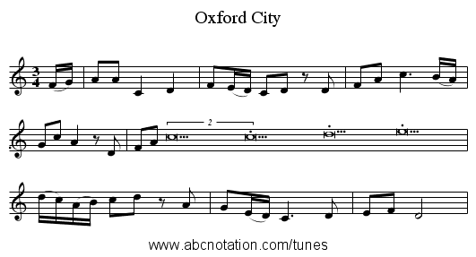 Oxford City - staff notation