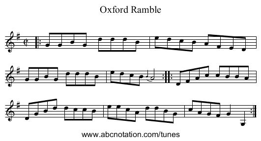 Oxford Ramble - staff notation
