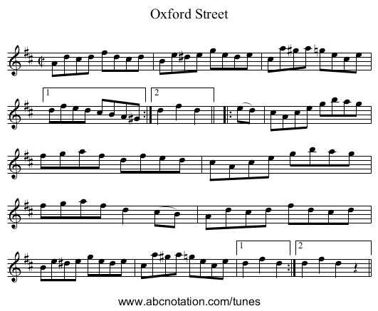 Oxford Street - staff notation