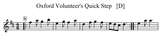 Oxford Volunteer's Quick Step   [D] - staff notation