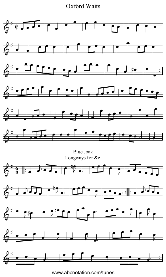 Oxford Waits - staff notation