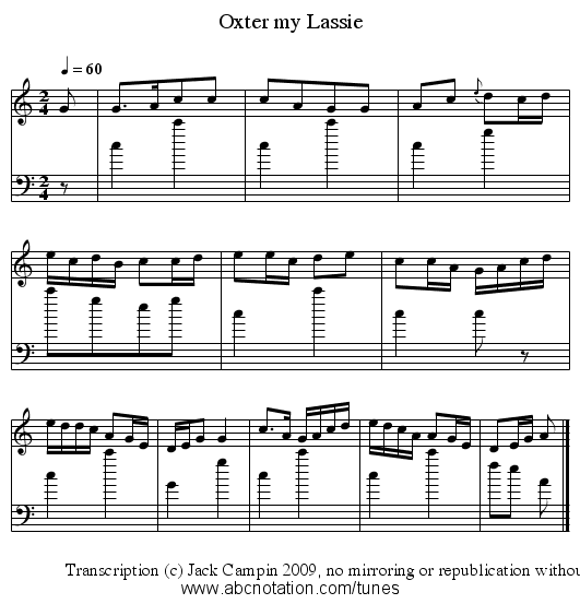 Oxter my Lassie - staff notation