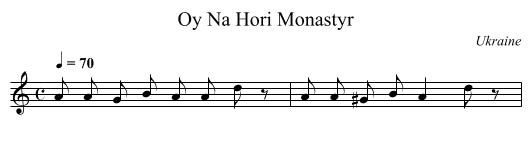 Oy Na Hori Monastyr - staff notation