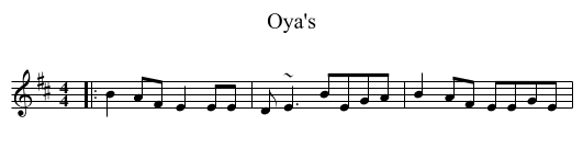 Oya's - staff notation