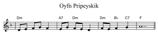 Oyfn Pripeyskik - staff notation
