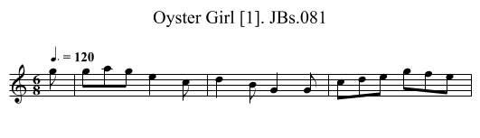 Oyster Girl [1]. JBs.081 - staff notation