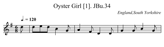 Oyster Girl [1]. JBu.34 - staff notation