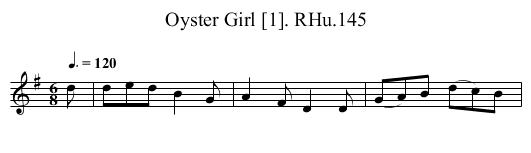 Oyster Girl [1]. RHu.145 - staff notation