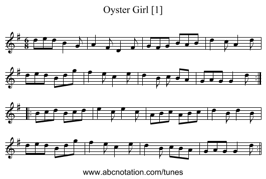 Oyster Girl [1] - staff notation