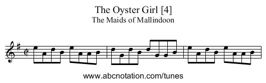 Oyster Girl [4], The - staff notation