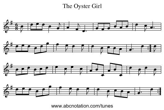 Oyster Girl, The - staff notation