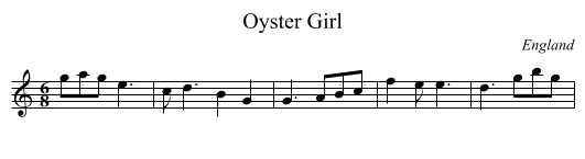Oyster Girl - staff notation