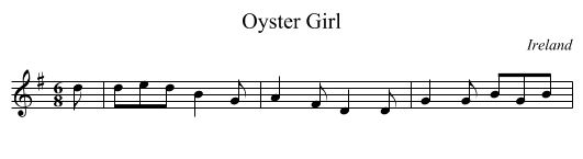 Oyster Girl - staff notation