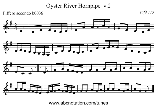 Oyster River Hornpipe  v.2 - staff notation