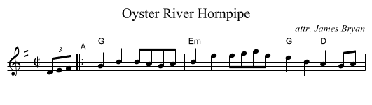 Oyster River Hornpipe - staff notation