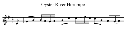 Oyster River Hornpipe - staff notation