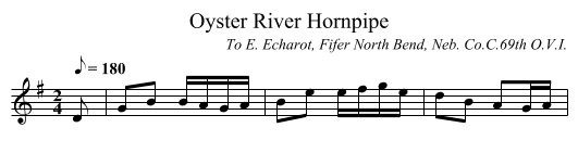 Oyster River Hornpipe - staff notation