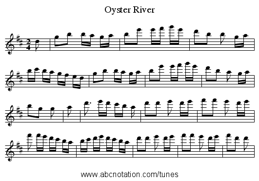 Oyster River - staff notation
