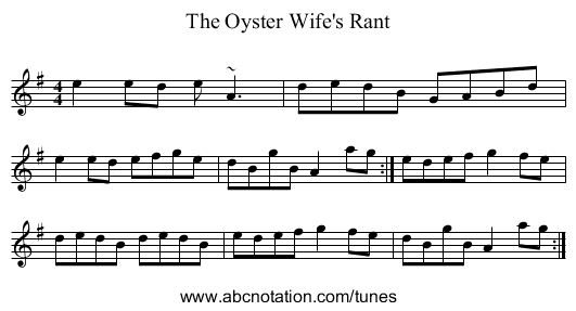 Oyster Wife's Rant, The - staff notation
