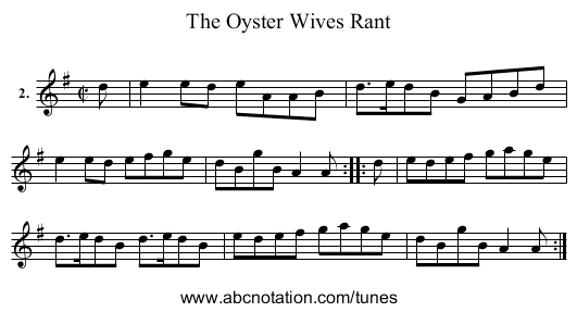 Oyster Wives Rant, The - staff notation