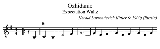Ozhidanie - staff notation