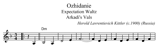 Ozhidanie - staff notation